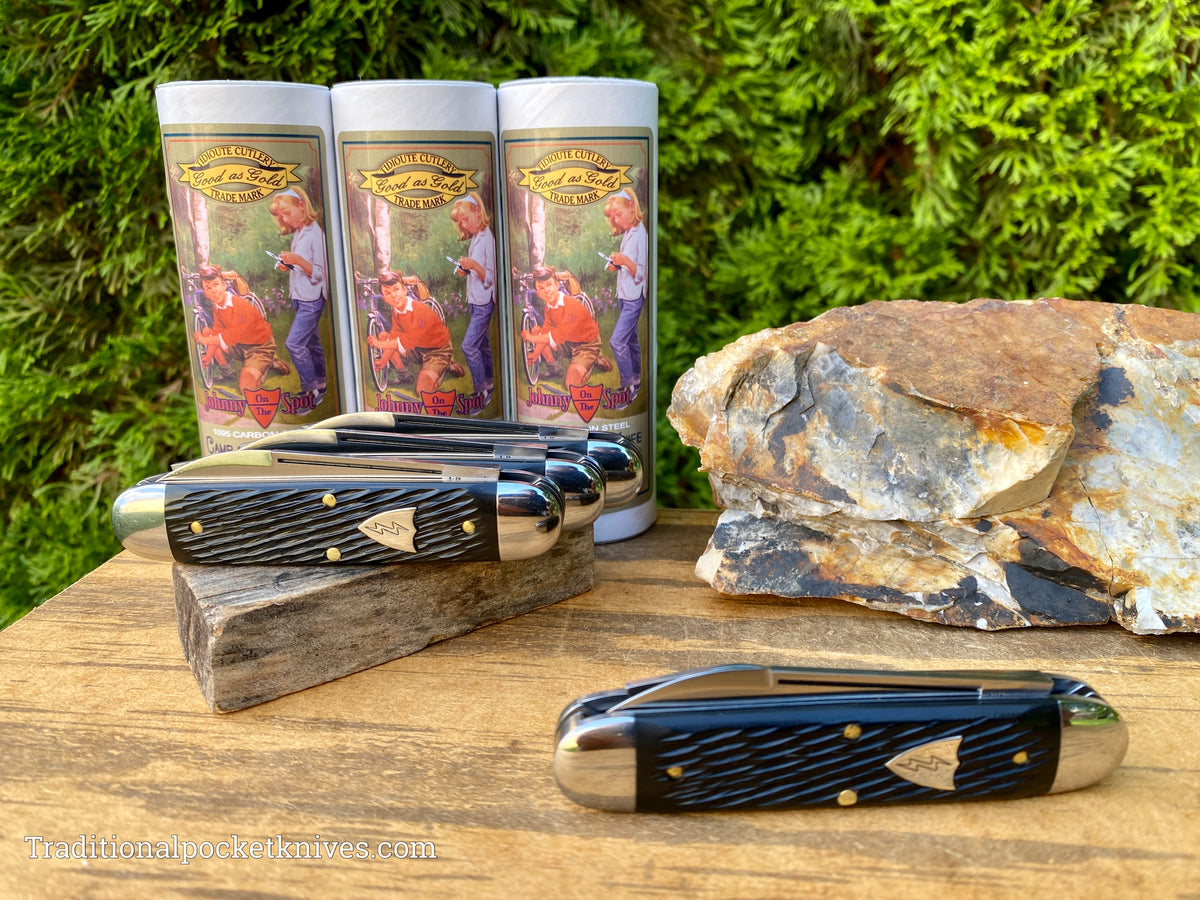Great Eastern Cutlery #352322 Tidioute Cutlery &quot;Johnny On The Spot&quot; Camp&amp;Tool Knife Black Texdel w/ Free Leather Slip