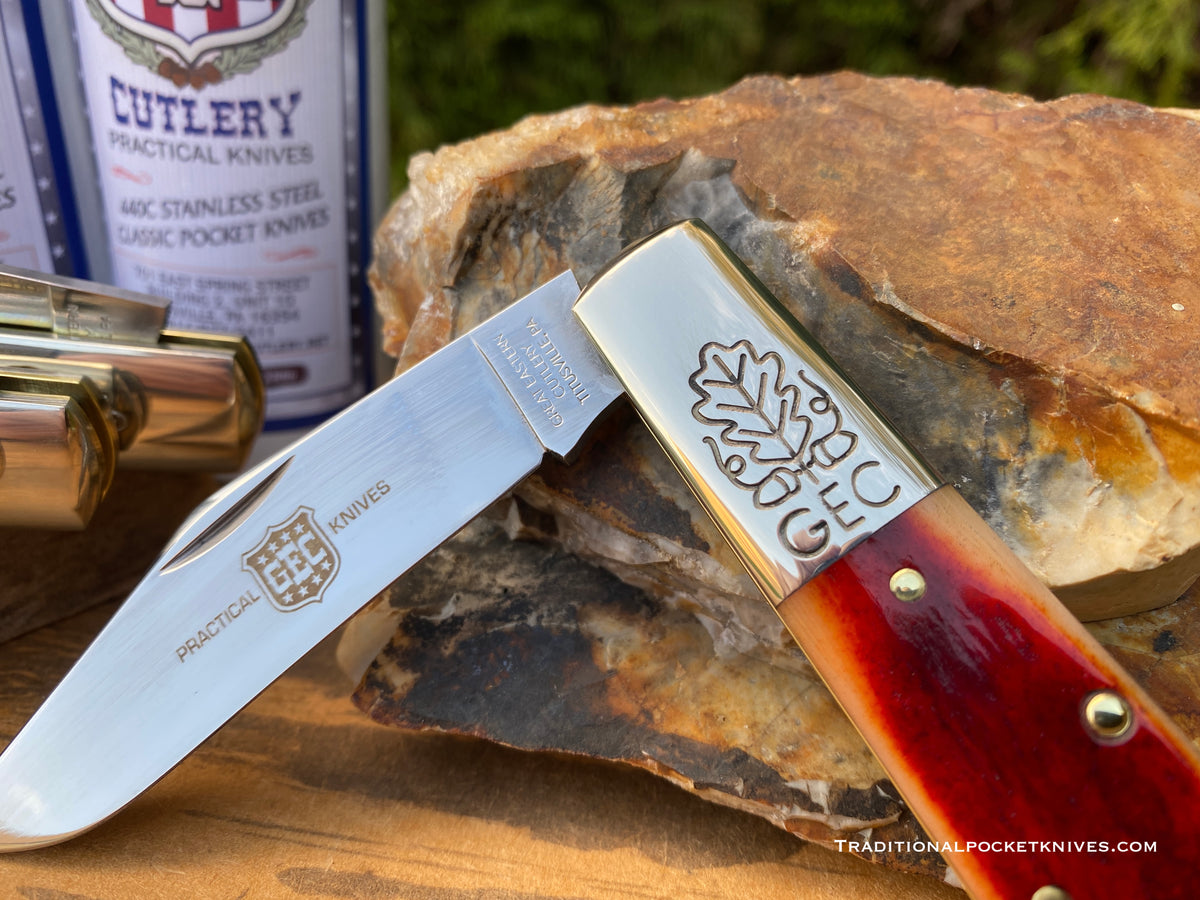 Great Eastern Cutlery #861121 Two Acorn Barlow Rust Orange Natural Bone