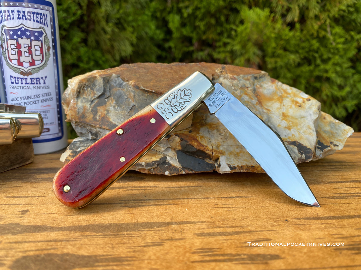Great Eastern Cutlery #861121 Two Acorn Barlow Rust Orange Natural Bone