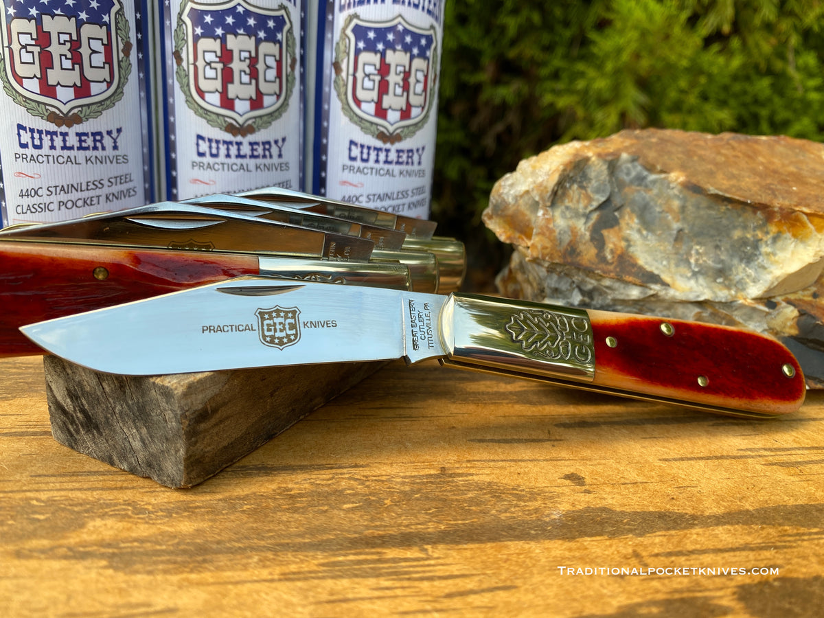 Great Eastern Cutlery #861121 Two Acorn Barlow Rust Orange Natural Bone