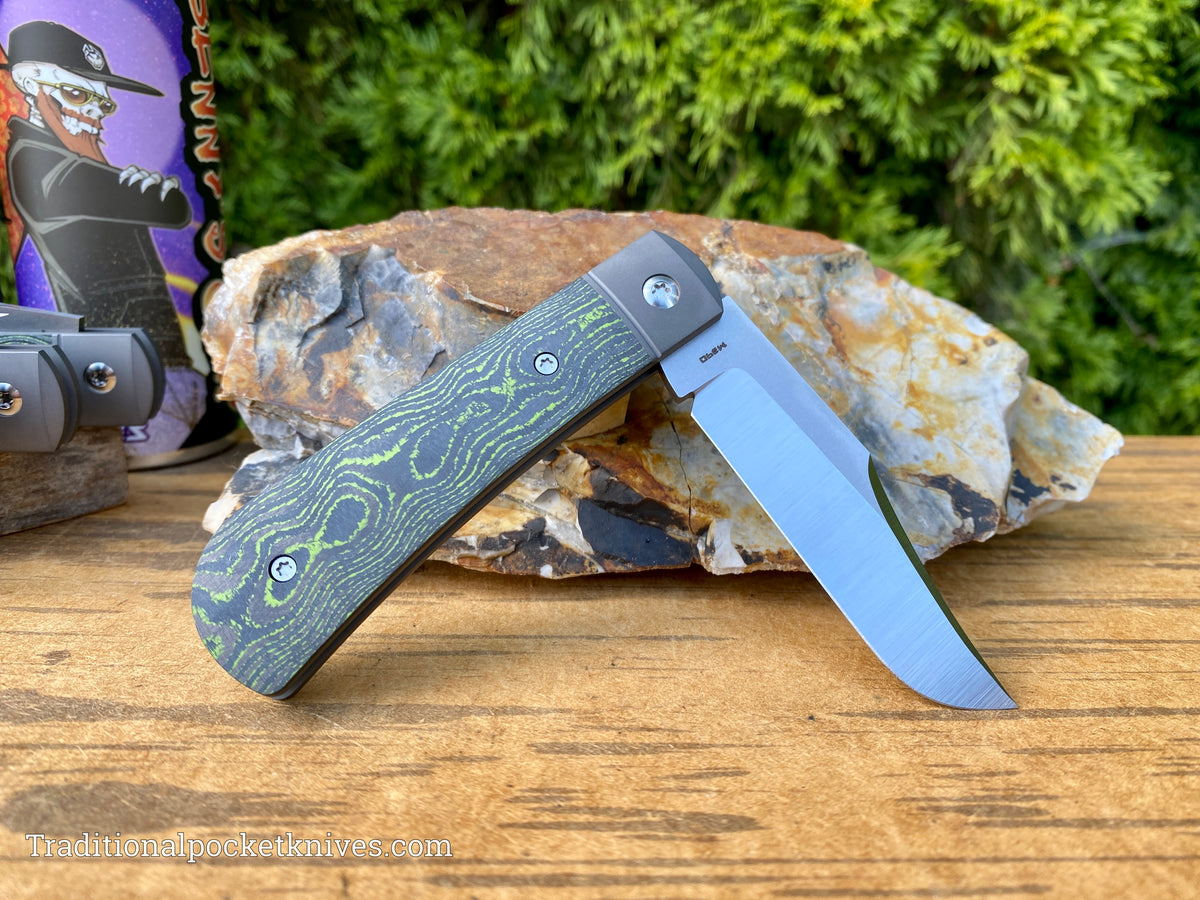 Jack Wolf Knives Benny&#39;s Clip CamoCarbon Toxic Green