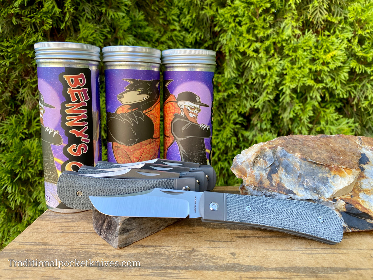 Jack Wolf Knives Benny&#39;s Clip Black Canvas Micarta