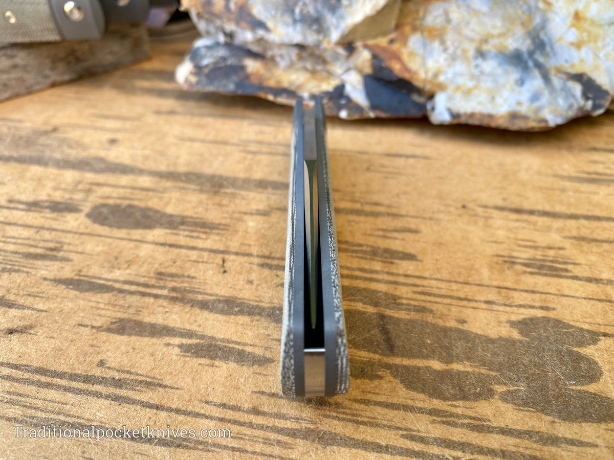 Jack Wolf Knives Benny&#39;s Clip OD Green Canvas Micarta