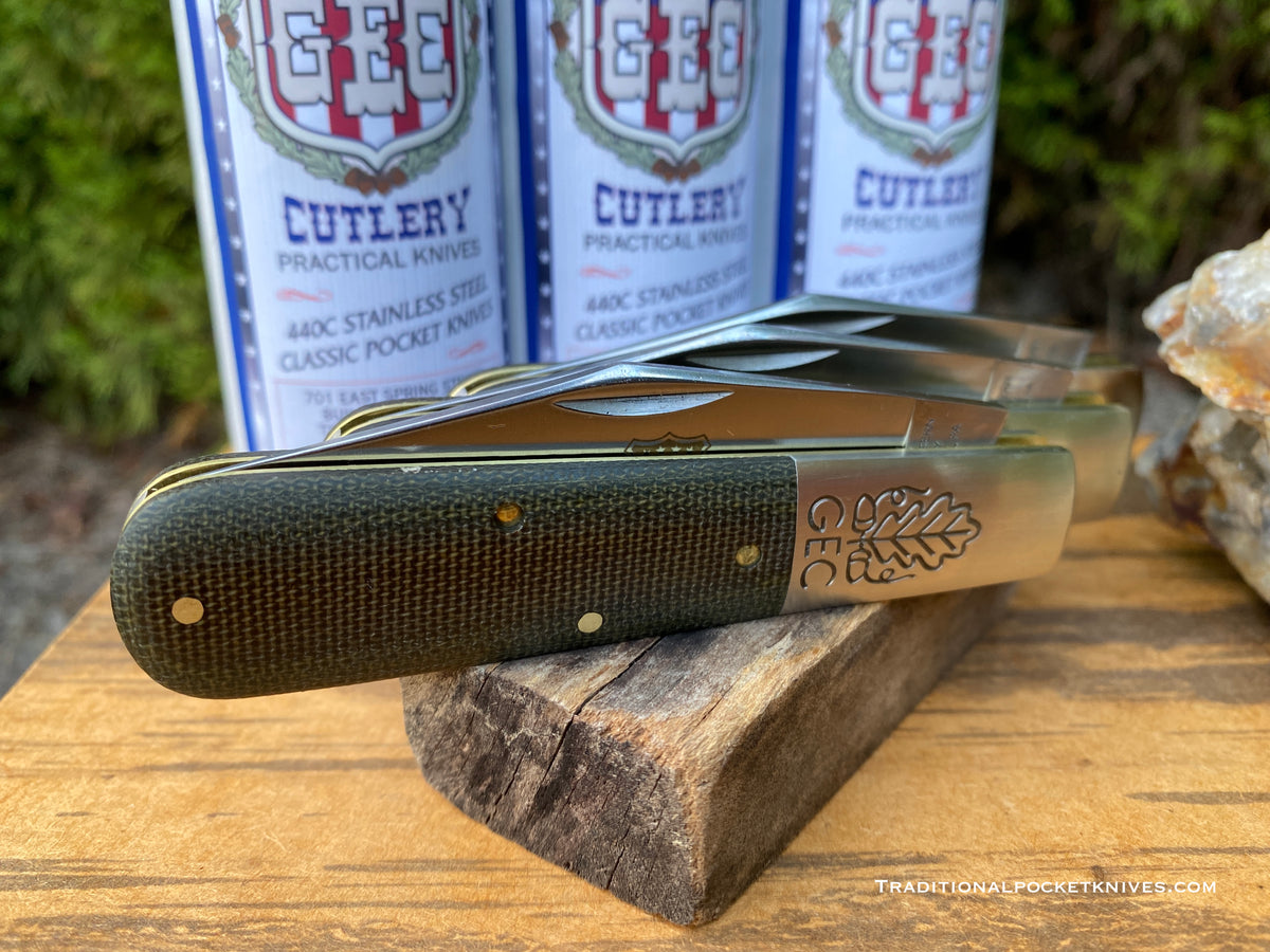 Great Eastern Cutlery #861121 Two Acorn Barlow OD Green Canvas Micarta