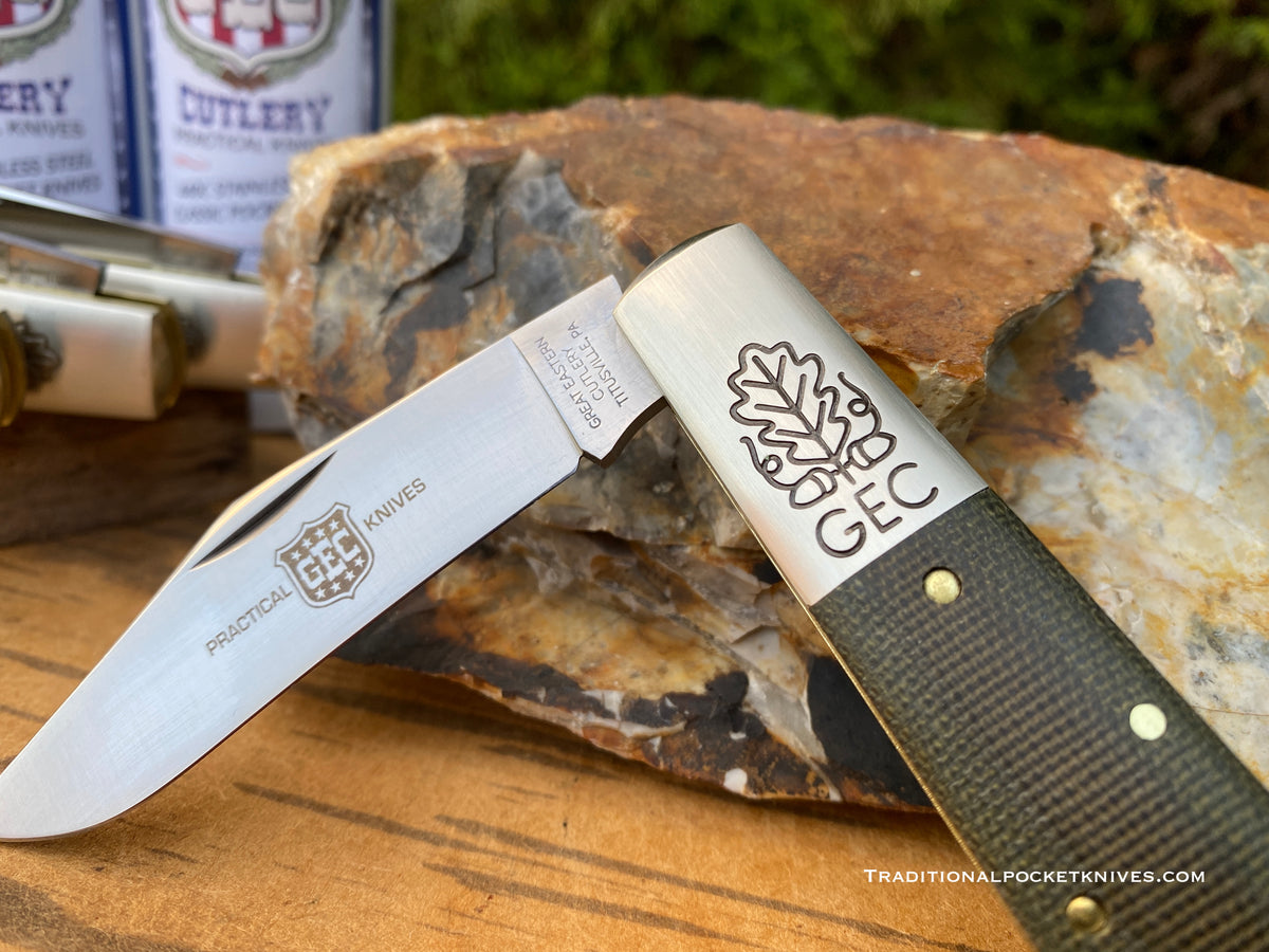Great Eastern Cutlery #861121 Two Acorn Barlow OD Green Canvas Micarta
