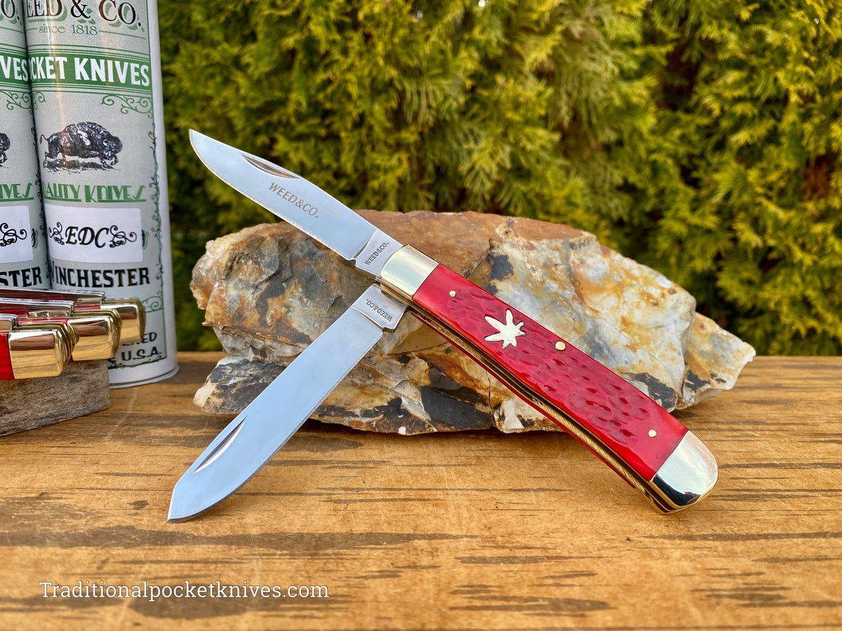 Cooper Cutlery Weed&amp;Co. Jigged Red Bone Trapper &quot;EDC&quot; (5219RB)