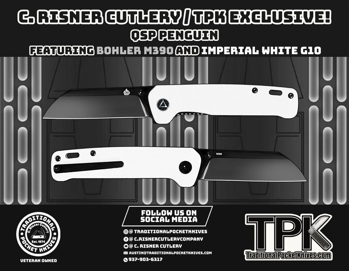 QSP Exclusive Penguin Knife QS130 Imperial White G10 M390