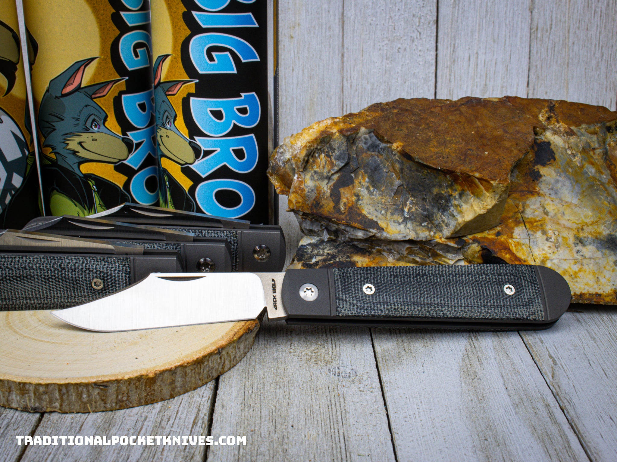 Jack Wolf Knives Big Bro Jack Black Canvas Micarta - C. Risner Cutlery LLC