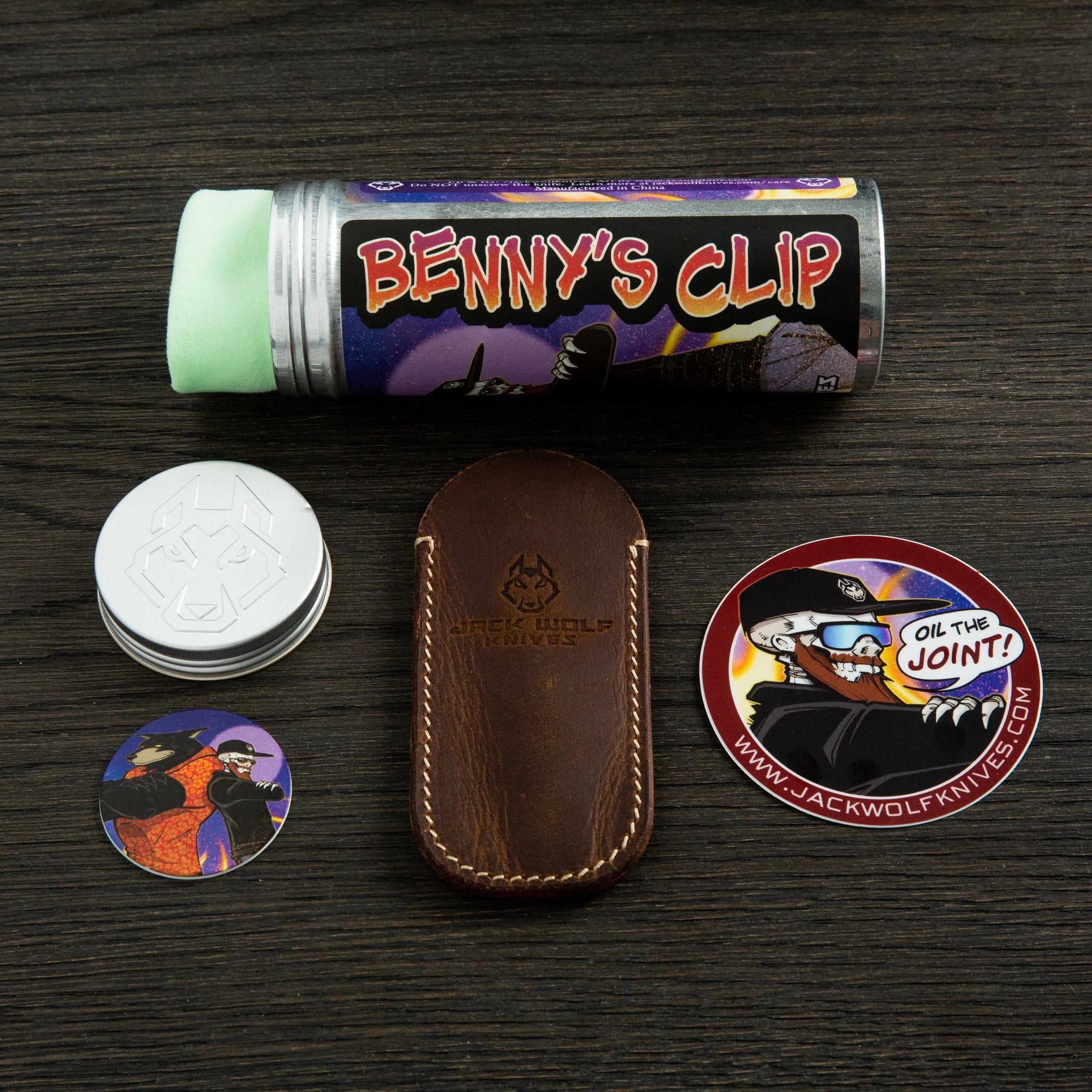 Jack Wolf Knives Benny's Clip Fat Carbon Arctic Storm - C. Risner