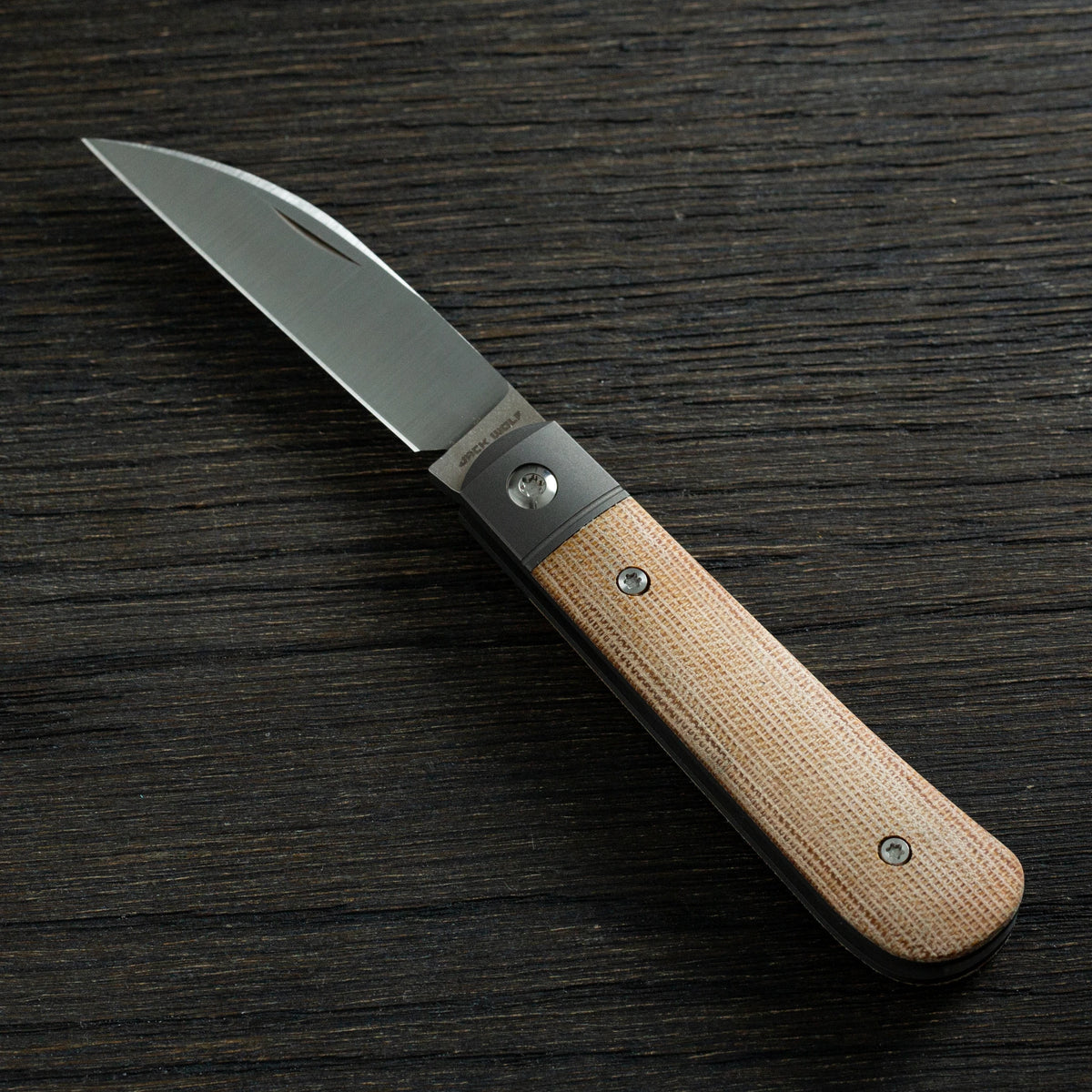 Jack Wolf Knives Laid Back Jack Natural Canvas Micarta