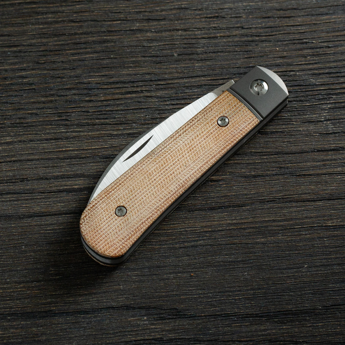 Jack Wolf Knives Laid Back Jack Natural Canvas Micarta