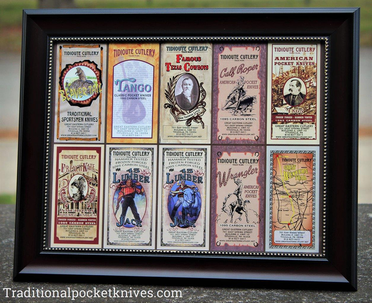 Great Eastern Cutlery Poster and Frame of Tidioute Cutlery Labels