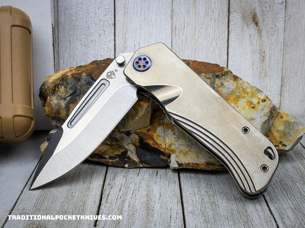 Medford Knives Proxima /  Drop Point / S35VN / Tumbled Handle and Spring / Flamed HW / Brushed Flamed Clip