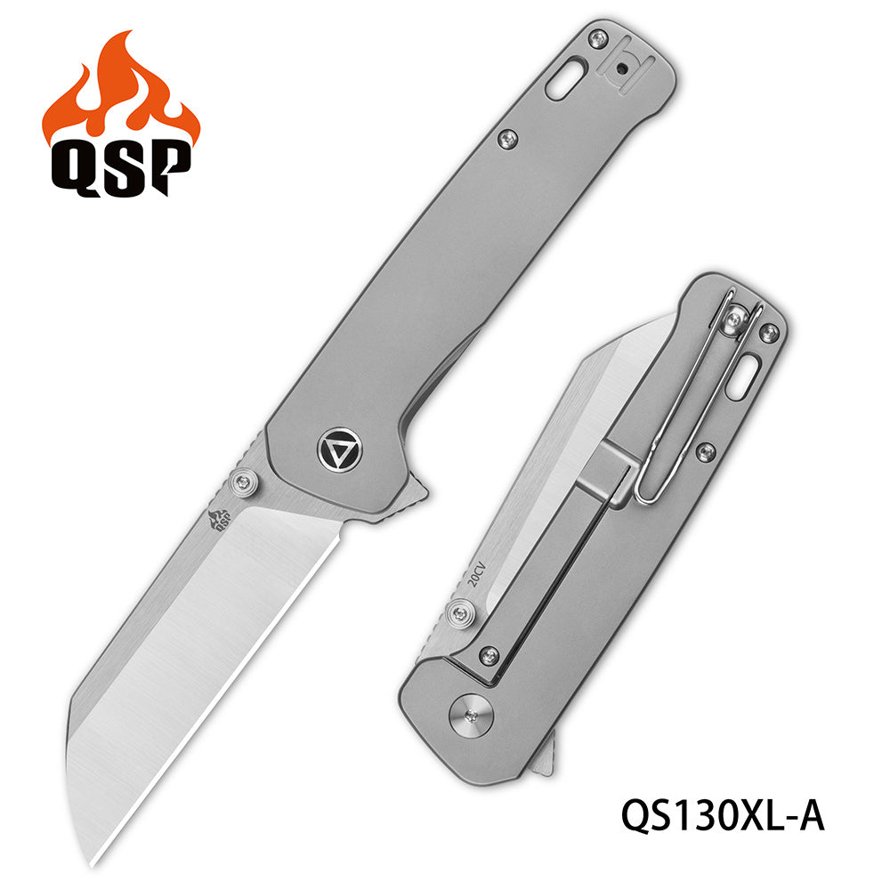 QSP Penguin Plus Knife QS130XL-A Bead Blasted Titanium 20CV Steel