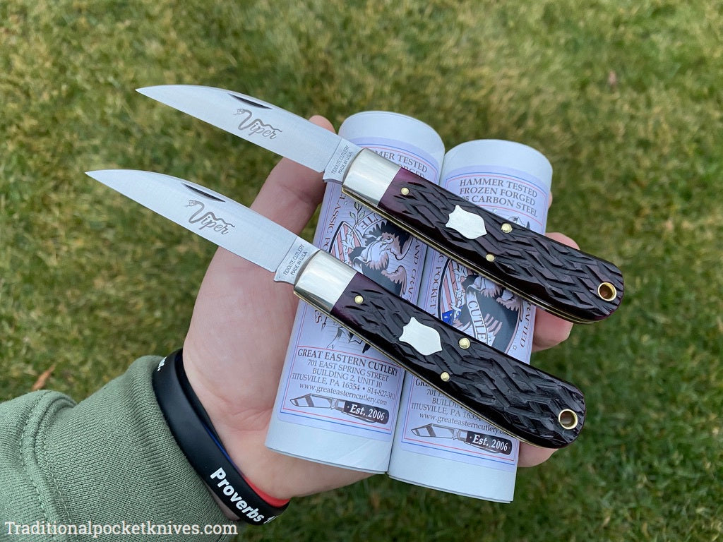 Great Eastern Cutlery #470120 Tidioute Cutlery Black Plum Jigged Bone