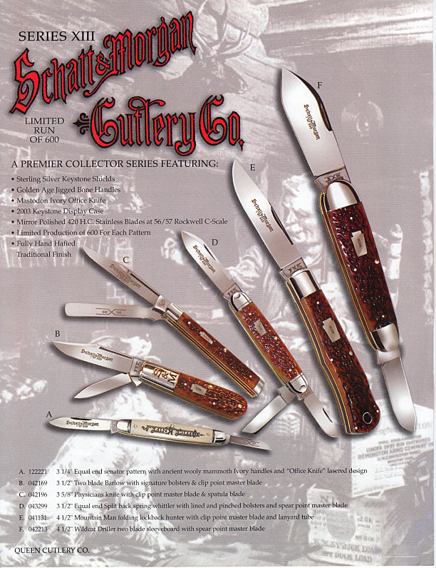 Schatt&Morgan Cutlery Keystone Series #13 Set of Six Knives with Display Case