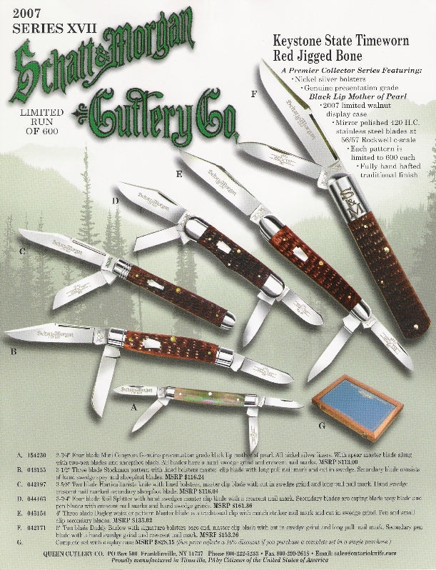 Schatt&Morgan Cutlery Keystone Series #17 Set of 6 Knives with Free Display Case