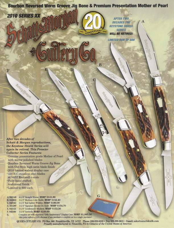 Schatt&Morgan Cutlery Keystone Series #20 Set of all 6 Knives with Free Display Case